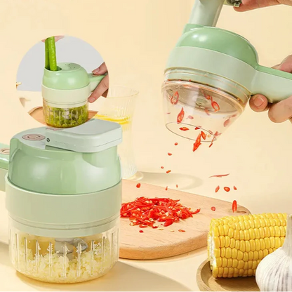 4In1 Electric Vegetable Cutter Set Handheld Wireless Electric Garlic Masher Food Chopper Meat Grinder Machine Food Peel Slice